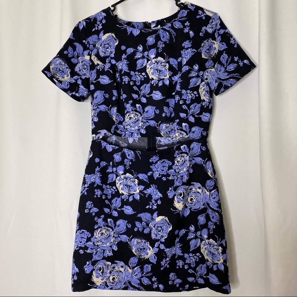 Black and blue floral mini dress